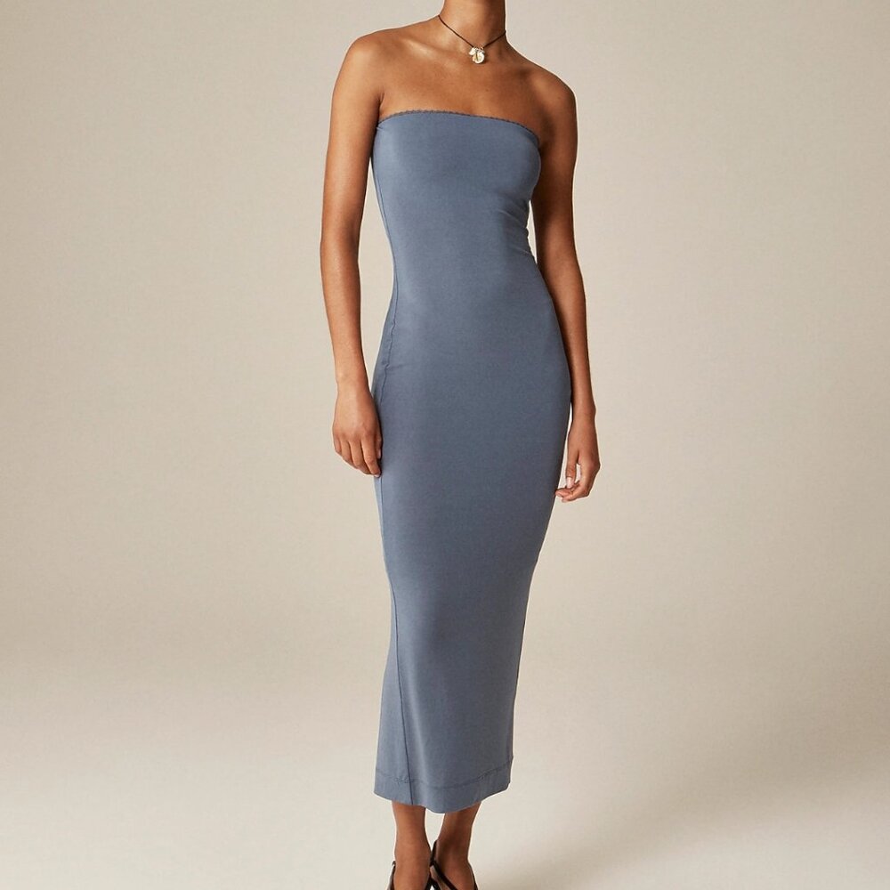 Rouje X J. Crew Women's Size Medium Shadow Grey Cinema Strapless Midi Dress